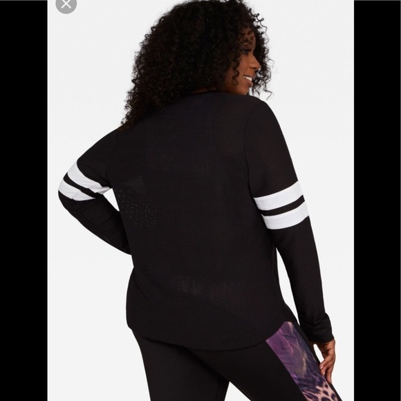 BEBE Sport Logo Striped Mesh Black Top Shirt M - Picture 2 of 7